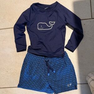 Vineyard Vines 3-6mo boy Swim Set - Navy Blue Whale Design (worn once)